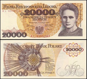 POLSKA, 20000 ZŁOTYCH 1.2.1989, seria AL, Parch. 204b2