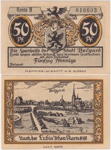 BIAŁOGARD - BELGARD, 50 FENIGÓW br. Panorama z 1618, Konto B