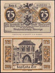 BIAŁOGARD - BELGARD, 75 FENIGÓW br. Brama Wysoka, inaczej Połczyńska, Konto E