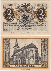 BIAŁOGARD - BELGARD, 2 MARKI b.r., Kościół Mariacki, Konto A