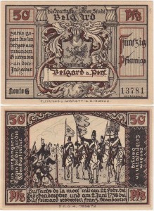 BIAŁOGARD - BELGARD, 50 FENIGÓW b.r. Czarni Huzarzy w 1758r, Konto G
