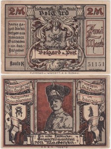 BIAŁOGARD - BELGARD, 2 MARKI b.r., Marszałek Mackensen, Konto K