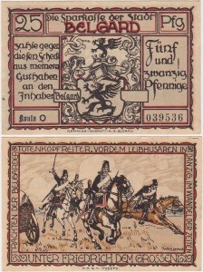 BIAŁOGARD - BELGARD 25 FENIGÓW b.r, Huzarzy w ataku, Konto O