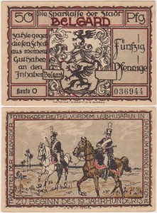 BIAŁOGARD - BELGARD, 50 FENIGÓW, Czarni Huzarzy w pocz XIX, Konto O