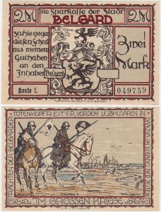 BIAŁOGARD - BELGARD, 2 MARKI b.r., Huzarzy w Wielkiej wojnie, Konto L