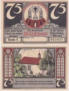 BYTÓW - BÜTOW 75 FENIGÓW br., Konto E, Kościół kamienny z 1490