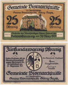 CHORZÓW / HAJDUKI - BISMARCKSHÜTTE 25 FENIGÓW 20.III.1921 Plebiscyt / dwujęzyczny Polski i Niemiecki