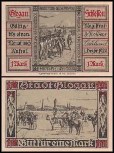 GŁOGÓW - GLOGAU 1 MARKA 1.XII.1920, Francuzi pod Głogowem w 1814