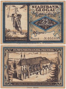GŁOGÓW - GLOGAU, 25 FENIGÓW, Konto F, Konrad II