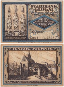 GŁOGÓW - GLOGAU, 50 FENIGÓW, Konto F, Trzy figury Swiętych