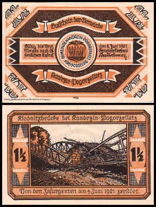KĘDZIERZYN - KANDRZIN POGORZELETZ, 1 1/2 MARKI 6.VI.1921