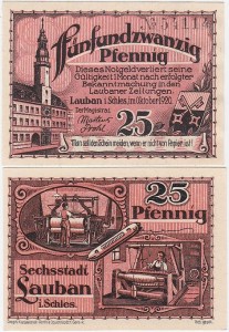 LUBAŃ – LAUBAN, 25 FENIGÓW X.1920, druk matowy  numerator No i 5 cyfr