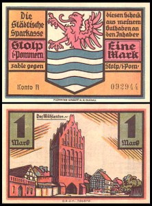 SŁUPSK - STOLP 1 MARKA br. konto A - Brama młyńska / Herb