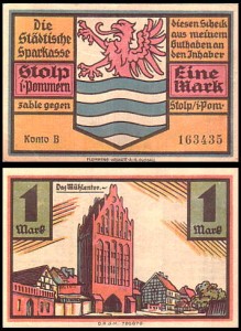 SŁUPSK - STOLP 1 MARKA br. konto B - Brama młyńska / Herb