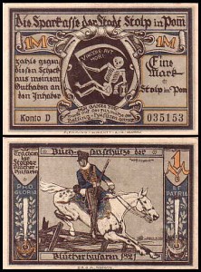 SŁUPSK - STOLP 1 MARKA br. konto D - Huzarzy w 1821 roku / Śmiertka