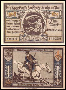 SŁUPSK - STOLP 1 MARKA br. konto E - Huzarzy w 1821 roku / Śmiertka
