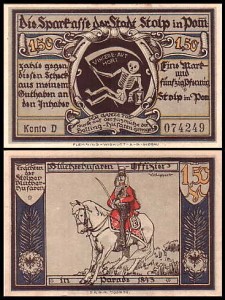 SŁUPSK- STOLP 1,50 MARKI br. konto D, Huzarzy w 1843 roku / Śmiertka