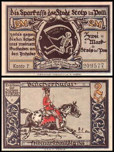 SŁUPSK - STOLP 2 MARKI br. konto F, Huzarzy w 1866 roku / Śmiertka