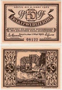 SZCZECIN - STETTIN 50 FENIGÓW 1.V.1921 Stocznia Wulkan