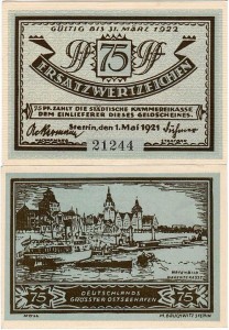 SZCZECIN - STETTIN 75 FENIGÓW 1.V.1921 Panorama