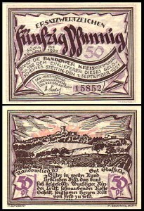 SZCZECIN - STETTIN, 50 FENIGÓW 1.IX.1921 Wieś Staffelde (Stawy)