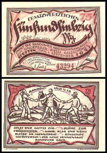 SZCZECIN - STETTIN, 75 FENIGÓW 1.IX.1921 Robotnik, Rybak i Panisko