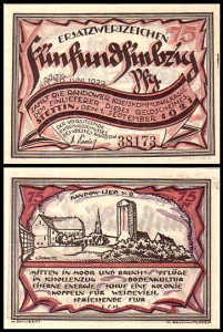 SZCZECIN - STETTIN, 75 FENIGÓW 1.IX.1921 Wieża w Loknitz
