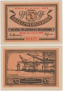 SZCZECIN - STETTIN 50 FENIGÓW 1.I.1922 Port - Basen Górniczy