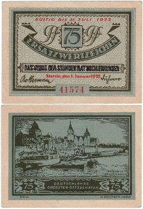 SZCZECIN - STETTIN 75 FENIGÓW 1.I.1922 Panorama