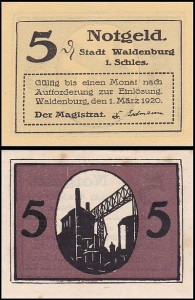 WAŁBRZYCH - WALDENBURG, 5 FENIGÓW 1.III.1920, FABRYKA