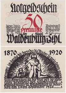 WAŁBRZYCH - WALDENBURG, 50 FENIGÓW 29.IX.1920, 50 lat Gimnazjum