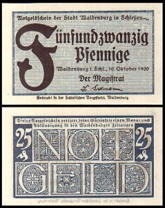 WAŁBRZYCH - WALDENBURG 25 FENIGÓW 10.X.1920, niebieski