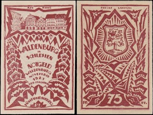 WAŁBRZYCH - WALDENBURG, 75 FENIGÓW XI.1921, Rynek, ciemny brąz