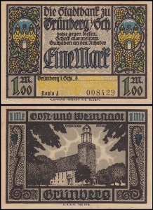 ZIELONA GÓRA - GRUNBERG, 1 MARKA b.r., konto A, Kościół
