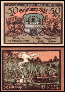 ZIELONA GÓRA - GRUNBERG, 50 FENIGÓW Do 31.XII.1921, Winnica