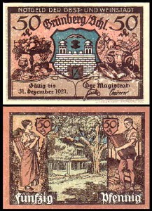 ZIELONA GÓRA - GRUNBERG, 50 FENIGÓW Do 31.XII.1921, Stary dom