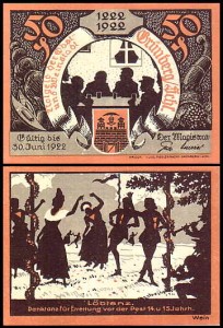 ZIELONA GÓRA - GRUNBERG, 50 FENIGÓW DO 30.VI.1922 Tańczące kobiety