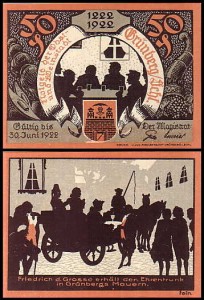 ZIELONA GÓRA - GRUNBERG, 50 FENIGÓW DO 30.VI.1922 Fryderyk pije drink