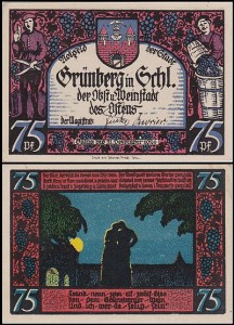 ZIELONA GÓRA - GRUNBERG, 75 FENIGÓW Do 31.XII.1921, Parka przy księżycu