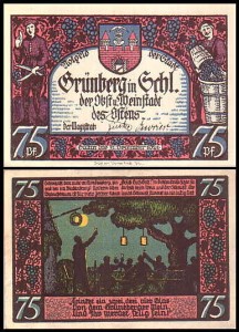 ZIELONA GÓRA - GRUNBERG, 75 FENIGÓW Do 31.XII.1921, Uczta przy lampionach i księżycu