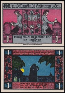 ZIELONA GÓRA - GRUNBERG, 1 MARKA Do 31.XII.1921, Parka przy księżycu