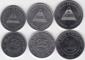 Nikaragua - zestaw - 25,50 Centavos, 1 Cordoba 2022 UC1,2,4 
