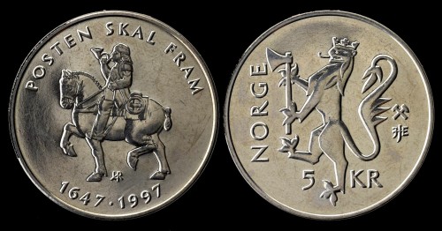 norwegia 5 kr 1997 350 lat poczty polskiej.jpeg