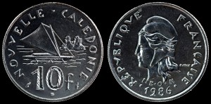 Nowa Kaledonia, 10 Francs 1986, KM 11