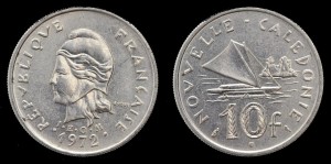 Nowa Kaledonia, 10 Francs 1972, KM 11