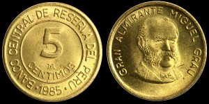 Peru, 5 Centavos 1985, km 292