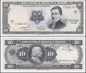 EL SALVADOR, 10 COLONES 25.8.1983 Pick 135a2
