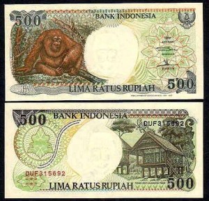 INDONEZJA, 500 RUPIAH 1992/1997 Pick 128f