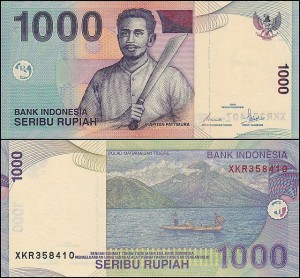 INDONEZJA, 1000 RUPIAH 2000/2004, Replacement,ser. X, Pick 141eR