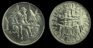 San Marino, 100 Lirów 1978, Rolnik - FAO, KM 82